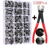 130/80/45 Uds. Abrazadera continua de oreja de acero inoxidable accionamiento helicoidal abrazaderas de manguera de agua y combustible Clips 1 pieza alicates de abrazadera de Clip de manguera 80pcs