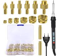 139 Piezas Kit Profesional de Insertos Roscados y Soldadura | Soldador 80W Regulable con LCD + 130 Insertos de Latón M2/M3/M4/M5/M6/M8 + 8 Puntas y Adaptadores | Para Impresión 3D y Modelismo