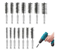 14 cepillos de alambre para taladro, cepillo cilíndrico para taladros con barra hexagonal, cepillos perforados de acero inoxidable, 8 - 25 mm, cepillo para agujeros con caja de almacenamiento para