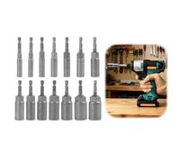 14 Piezas Juego de Destornilladores de Tuerca Hexagonal, Llaves de Vaso Magnéticas, 6-19 mm, 1/4 de Pulgada para Taladros y Atornilladores, Set de Herramientas para Reparación