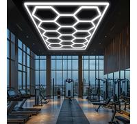 14 Piezas Lámpara Hexagonal LED 6500K - Paneles de Techo para Taller, Lavado de Autos y Garaje, Diseño Honeycomb, Luz Fría Blanca