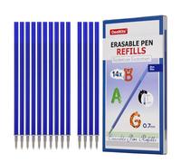 14 recambios para bolígrafo de gel borrables azules - Aguja 0,7 mm, altura: 13 cm - Compatible con Legami - Ideal para oficina/escuela