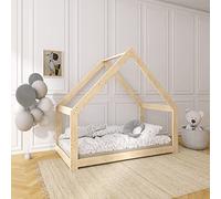 (140x70 cm, sin barandillas) NeedSleep cama infantil niño cama casita montessori | 140x70 160 x80 180x90 | cama juvenil | cama bebe | niña niño | casitas de madera infantiles | Simétrico