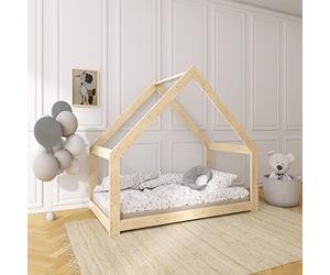 (140x70 cm, sin barandillas) NeedSleep cama infantil niño cama casita montessori | 140x70 160 x80 180x90 | cama juvenil | cama bebe | niña niño | casitas de madera infantiles | Simétrico