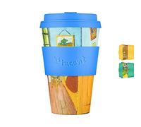 14oz 400ml Ecoffee Cup Van Gogh Reutilizable Eco-Friendly 100% Plant Based Coffee Cup with Silicone Lid & Sleeve - Melamine Free Travel Mug, The Bedroom