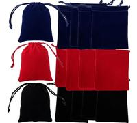 15 bolsas de terciopelo reutilizables de lujo con cordón para recuerdos de fiesta, boda, bolsas de caramelos, bolsa de recuerdos de Navidad; bolsas de terciopelo pequeñas de 3 colores para regalos de