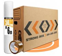 15 Cajas Mudanza Talla L 45 Litros + Precinto + Burbujas - Reciclado - Cajas Carton Mudanza (50x30x30cm) Reforzadas y Resistentes - Cajas de Carton Certificación FSC - Cajas Mudanza 100% Reutilizables