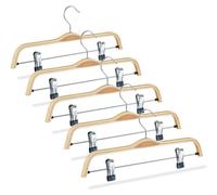 15 perchas de madera para pantalones, con clips ajustables y recubiertos de goma, ganchos giratorios de 360°, perchas para ropa, 37 cm de ancho, color natural