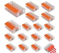15 Piezas Conectores Eléctricos Rápidos de Cable 0,2-4 mm², 10×4 Puertos Pinza de Conexión Ternimal, 5×5 Puertos Bloques de Terminales, Clemas Electricas, para Proyectos de Bricolaje Hogar y Oficina