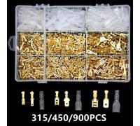 150-900 Uds conector de cable macho hembra aislado terminales de engarzado eléctrico manguito de conector de pala Kit surtido 2,8/4,8/6,3mm 900PCS Silver