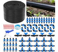 150M 5/8"Cinta de Riego por Goteo Kit de, TOROKOM Cinta de Riego con separación de orificios de 6 pulgadas, accesorios de sistema de riego eficiente para jardín, granja, césped e invernadero