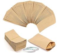 150pcs Sobres Marrones Pequeños 6x10cm, VEGCOO Sobres Papel Kraft, Paquetes de Semillas, Sobre de Papel Kraft Vintage para Monedas Joyas Semillas Caramelo - Con Cinta de Doble Cara