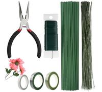 155 Pz Herramientas Arreglo Floral Kit, 3 Rollos de Cintas Florales, Alambre Floral, Alambre Tallo Verde Floral y Alicates Corte, para Hermoso Arreglo de Ramo (7 Unidades)