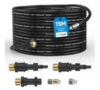 15M Manguera Desatascador Tuberias a Presion para Kärcher, Lavor, Bosch | 180Bar Kit Limpieza Tuberías, 2 Boquillas Fijas+Giratorias, para Hidrolimpiadoras Kärcher K2 K3 K4 K5 K6 K7 HD HDS y Parkside