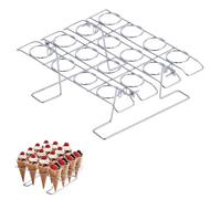 16-Cavidad Cupcake Cono Hornear Rack, Plegable De Acero Inoxidable Helado Cono Waffle Soporte Para Decorar Pasteles Bandeja De Pastelería Rejilla Para Enfriar Para La Cocina De Hornear, Refrigeración