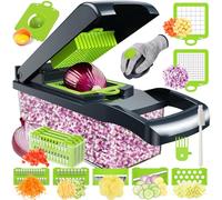 16 En 1 Cortador De Verdura,Cortadora de Verduras Acero Inoxidable,Mandolina de Cocina Profesional con 7 Cuchillas,Multifuncional Cortador Verduras,Picador de Verduras para Cebolla,Tomates,Patatas