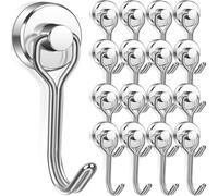 16 ganchos magnéticos, ganchos magnéticos, extra fuertes, 10 kg, 16 mm, neodimio, gancho giratorio magnético, imanes con gancho, ganchos fuertes para colgar techo, camping, barbacoa, oficina, garaje,