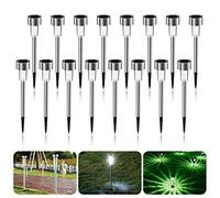 16 luces solares para jardín, lámpara solar de jardín de acero inoxidable, resistente al agua, lámpara solar para jardín, luz decorativa para exteriores, carreteras, luces de seguridad, jardín, patio