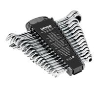 VEVOR 16 PCS Juego de Llaves Combinadas, Juego de Llaves de Trinquete con Estante Organizador, Juego de Llaves Mediano Métricas de 8 mm a 24 mm, para Uso Doméstico, Reparaciones de Automóviles