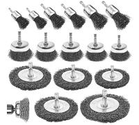 16 Piezas Cepillo de Alambre para Taladro, 6 mm Cepillo Metalico Limpieza, 19-100 mm Wire Brush Set, Cepillo Abrasivo para Taladro para EliminacióN de óXido, CorrosióN, Pintura