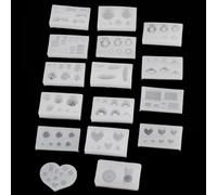 16 piezas de herramientas de moldeo de arcilla de silicona, moldes de modelado de arcilla polimérica para pan, donas, chocolate, corazón, estrella, moldes de fundición de resina para la fabricación de