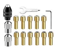 16 piezas de portabrocas Juego de adaptadores para Dremel, 0,5 mm hasta 3,2 mm, portabrocas hexagonales 4486 y 4485 de latón, tuerca de metal para taladro Dremel