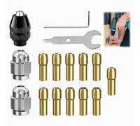 16 Piezas Portabrocas Compatible con Dremel, Mandril para Herramienta Rotativa Compatible con Dremel 0,5-3,2 mm, Portabrocas sin Llave y de Latón con Tuercas Metálicas, Sustituye 4486 4485