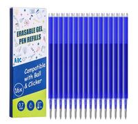 16 Recambios Borrables 0,7 Mm Azul Para Pilot Y Eberhard Faber