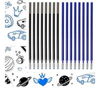 16 Recambios Borrables de 0,7mm Negro y Azul, Compatibles con Pilot FriXion, Clicker, Slim, Eberhard Faber, Bolígrafos Borrables, Recargas de Tinta Térmica para Escritura Limpia y Precisa, 11cm