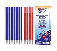 16 Recambios XXL Bolígrafo Gel Borrable - Compatibles con Legami - Punta 0,7mm - Con 2cm Más de Tinta - Para Escuela, Marcado Preciso sobre Tela y Piel - Termoborrables de Larga Duración (Azul/Rojo)