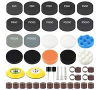 160 piezas de pulido atornillador inalámbrico, 75 mm, papel de lija húmedo | Grano 60-10000 - Papel de lija para taladro, almohadillas de pulido para faros de coche, metal, madera, color