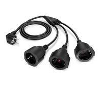 170cm Extensión Electrica con Enchufe de 3 Vías, Prolongador Cable Electrico 250V/16A, Cable Alargadera Enchufe Triple Exterior Impermeable IP44, Enchufes Multiples para Exteriores Hogar Oficina