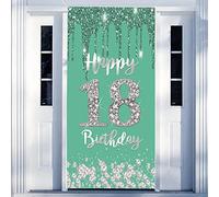 18 cumpleaños niña decoración feliz 18th birthday Door Banner Turquesa 18 cumpleaños cartel cartel decoración puerta 18 cumpleaños fondo banner, fiesta de cumpleaños cartel de bienvenida
