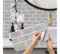 18 Piezas Azulejos Adhesivos Baño, BYLife Pegatinas de Baldosas 15x30cm Pegatinas de Pared PVC Vinilo Adhesivo de Azulejo Decorativos para Cocina