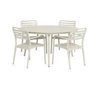 1898 Mesa Marsala Ø140 cm + silla con reposabrazos Messina 4-pack. Off white