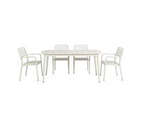 1898 Mesa Marsala 152x90 cm + silla con reposabrazos Messina 4-pack. Off white
