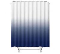 18meng Art Cortina de ducha de 110 x 230 cm, color azul ombre, moderna, antimoho, tela textil, lavable, impermeable, poliéster, cortinas de ducha con 12 ganchos para duchas y bañeras