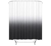 18meng Art Cortina de ducha de 110 x 230 cm, color negro, degradado, moderna, antimoho, tela textil, lavable, resistente al agua, cortinas de ducha de poliéster con 12 ganchos para duchas y bañeras