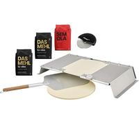 19727 PizzaCover Flex Set 2: Juego de accesorios para pizza para parrilla a gas de acero inoxidable. Incluye: pala para pizza, piedra para pizza, cortador de pizza, 1 kg de sémola y 2 kg de harina