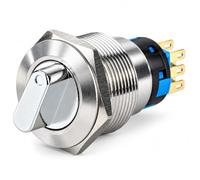 19mm Interruptor Giratorio, 2NO/2NC Interruptor De Selección Redondo Interruptor De Transferencia, 6 Pines Y 3 Niveles Acero Inoxidable Interruptor De Perilla Giratorio Rotary Change over Switch