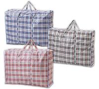 1ABOVE Paquete de 3 bolsas para lavandería, compras, almacenamiento, reutilizable, tela, mudanza, impermeables, asas y bolsas con cremallera, 70 x 60 x 28 cm