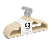 1ABOVE Paquete de 50 Perchas de Terciopelo Antideslizantes (44 cm), Perchas de Terciopelo Resistentes con Barra de Corbata, Ganchos giratorios de 360°, Ahorro de Espacio, Resistentes