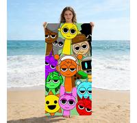 1PC SS-Sprunki II-Incredibox Toalla de playa con todos los personajes, toalla de baño de dibujos animados colorida, toalla de piscina de microfibra suave para niños y fanáticos 2-STJ 140X180CM