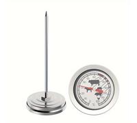 1pc Termómetro de Carne con de Acero Inoxidable y Cubierta de Vidrio, Mejor Herramienta para Asados, Barbacoas BBQ, (Pollo, Res, , ), Utensilio de Cocina, Ideal para Restaurantes y Escuelas