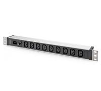 1U Aluminum PDU, rackmountable, 9 x C13 10A, 230VAC, 50/60Hz, IEC C14 inlet, 10 A Fuse