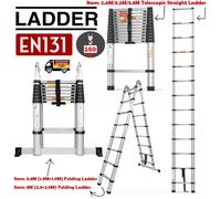 2. 6M/3. 2M/3. 8M/1. 9 + 1. 9M/2. 5 + 2. 5 + 2. Escalera telescópica de 5M, escalera de acero inoxidable, escalera plegable, escalera extraíble, escalera con diseño telescópico antideslizante, 3.8M (1