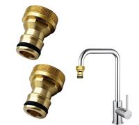 2 adaptadores de grifo para manguera de jardín, Gardena, 1/2" y 3/4" | Adaptador de manguera de latón para jardín, inoxidable y duradero