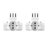 2 adaptadores de triple toma múltiple con interruptor, enchufe pequeño 10 A, 3 tomas universales 10 A/16 A Schuko/bipaso, enchufe 90 °, grosor 6,8 cm