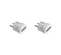 2 adaptadores Schuko 16 A a toma bipaso italiana, 10 A/16 A, 2P + T, color blanco, adaptador de viaje y casa tipo F, toma eléctrica compacta de 250 V hasta 1500 W