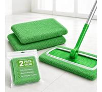 2 almohadillas de repuesto de forro polar coral verde, ultra absorbentes y reutilizables, compatibles con Swiffer Sweeper para limpieza en húmedo y seco, recambios de microfibra para mopa de polvo y